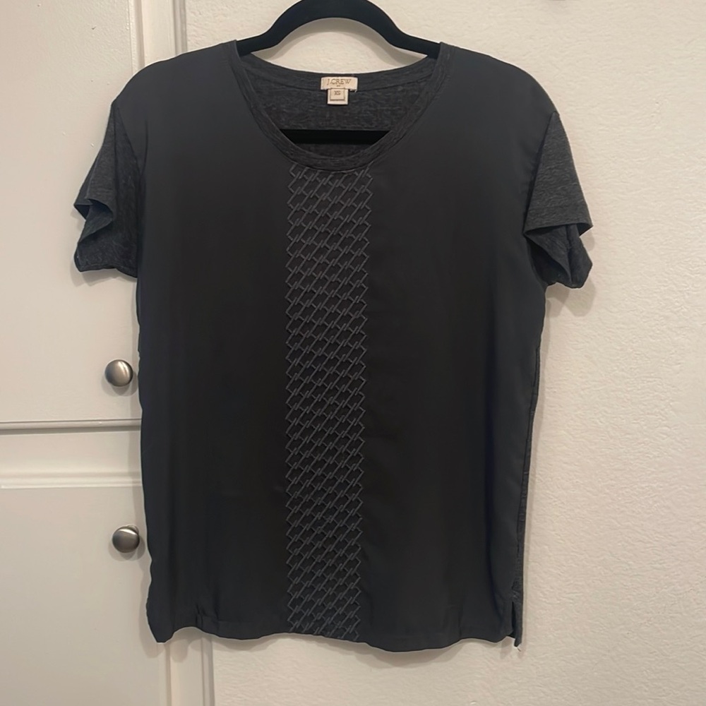 Grey mixed media j crew top